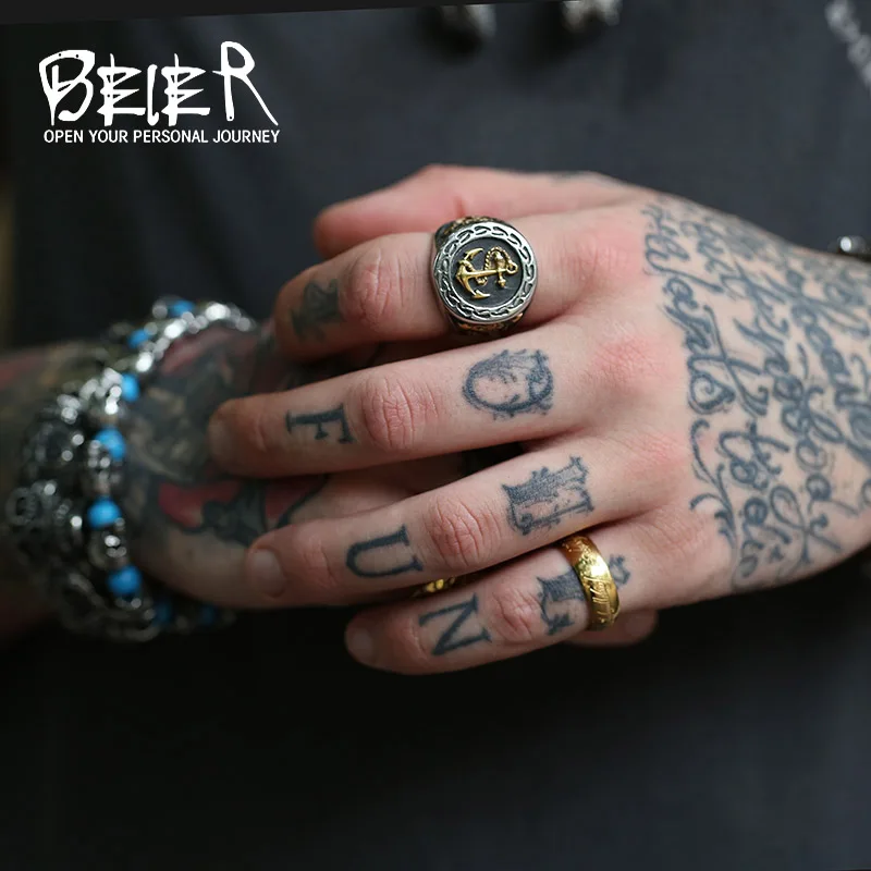 Мужское кольцо для байкеров Beier из нержавеющей стали 316L в античном стиле LR487 |