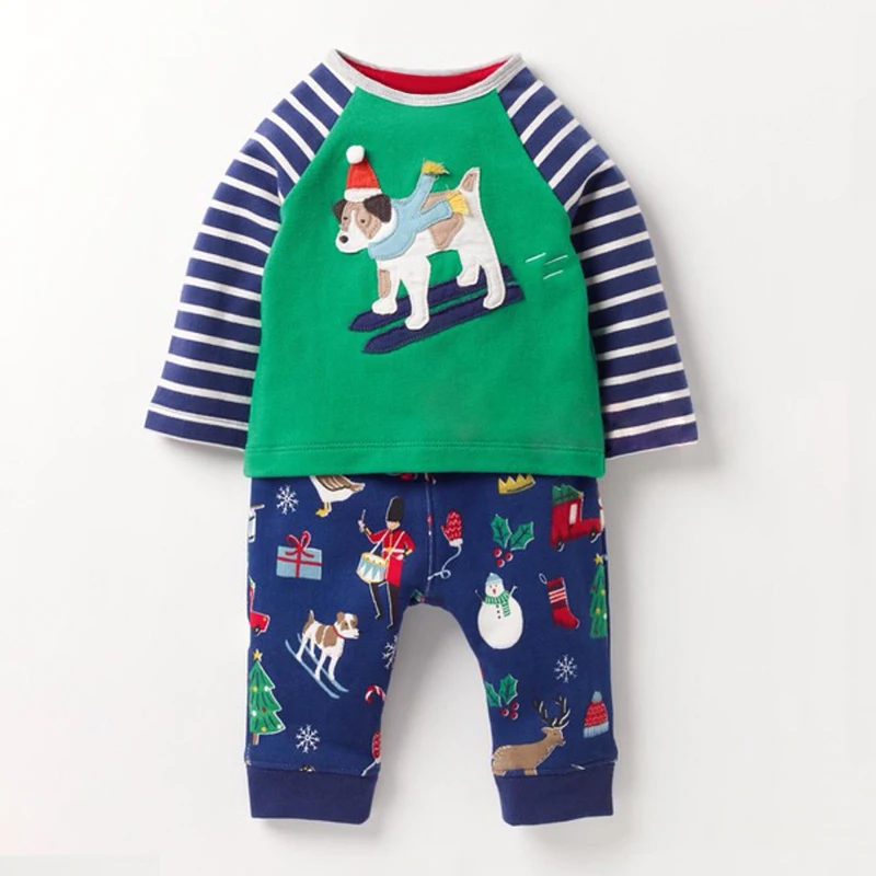 

2pcs/set 2-7 Years Baby Boy Set Clothes Cotton Full Sleeve T-Shirt+ Pant Cartoon Dog Printing Spring Autumn Kids Children Set
