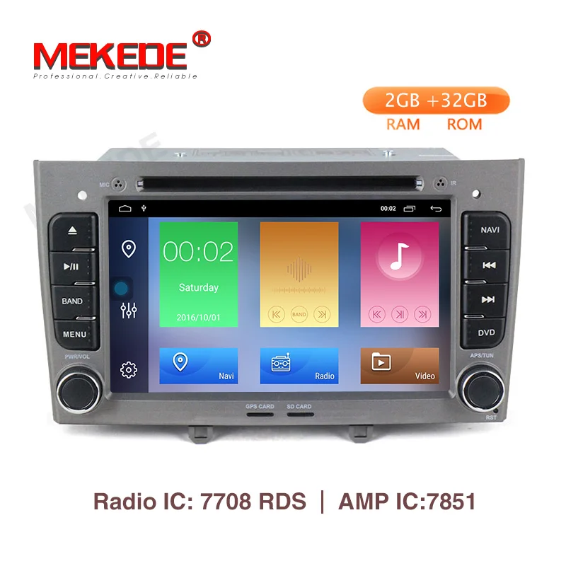 MEKEDE 2 din Автомобильный dvd-плеер Android 9,1 Авторадио мультимедийный плеер для PEUGEOT 308 2007-2013408 2011- с gps навигацией