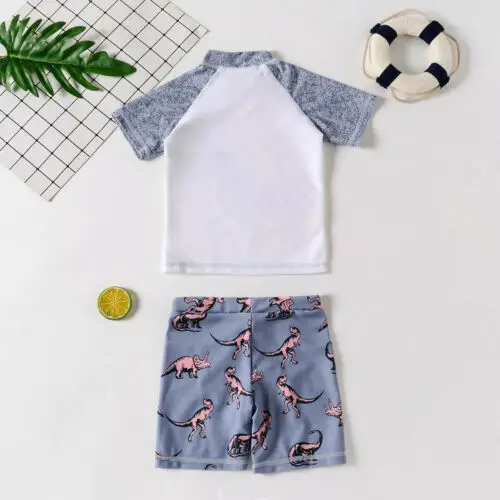 Пляжный купальный костюм с динозавром для маленьких мальчиков + шапочка в