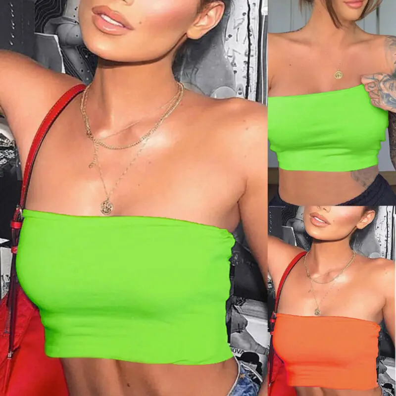 

2019 New Fashion Womens Solid Color Strapless Bra Bandeau Tube Top Seamless Bralette Stretch Crop Tops New