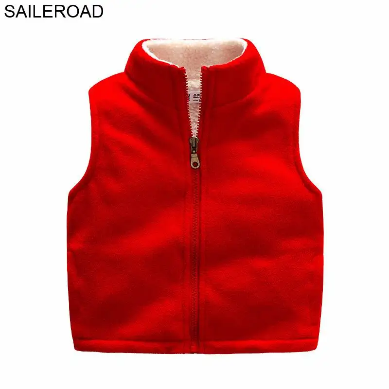 SAILEROAD/зимний детский жилет; флисовая водолазка; одежда для детей; теплый жилет без рукавов для мальчиков; жилет для подростков - Цвет: winter red
