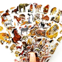 10 sheets 3d animals stickers toys for children on scrapbook phone laptop gifts animals tiger lion dinosaur sticker