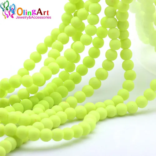 6mm 100pcs 004 OlingArt резиновые стеклянные бусины высокого качества 100 шт 6 мм неоновые матовые бусины карамельного цвета Свободные ювелирные изделия ручной работы для изготовления браслетов своими руками - Цвет: 6mm 100pcs 004