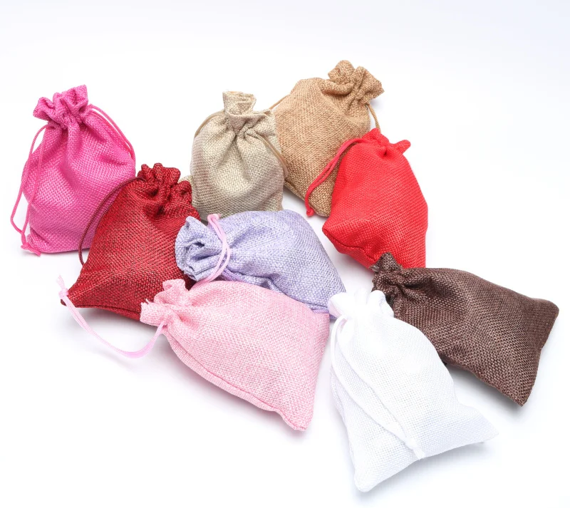 10 шт./партия 8 цветов льняные рождественские подарочные сумки Свадебные мешки