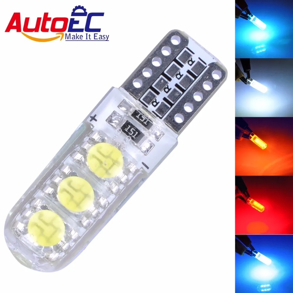 

Автомобильные габаритные огни T10 Silicone W5W 6 SMD CANBUS 5050, светодиодные водонепроницаемые супер-яркие светодиодные огни 12 В постоянного тока, 6 све...