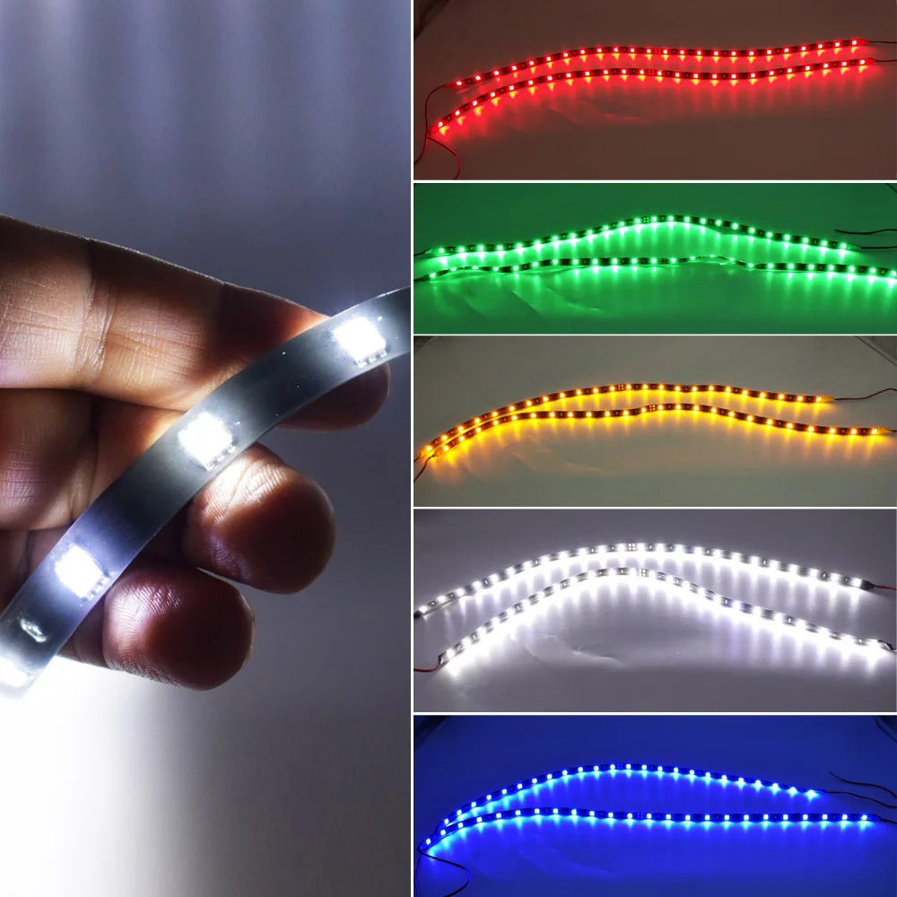 Rygaoan 2 шт. 60 см 5050 SMD 24 LED DRL Парковка автомобиля укладки гибкие светодиодные