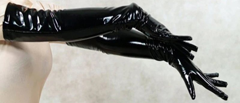 Новые модные стильные черные/красные длинные перчатки из искусственной кожи с