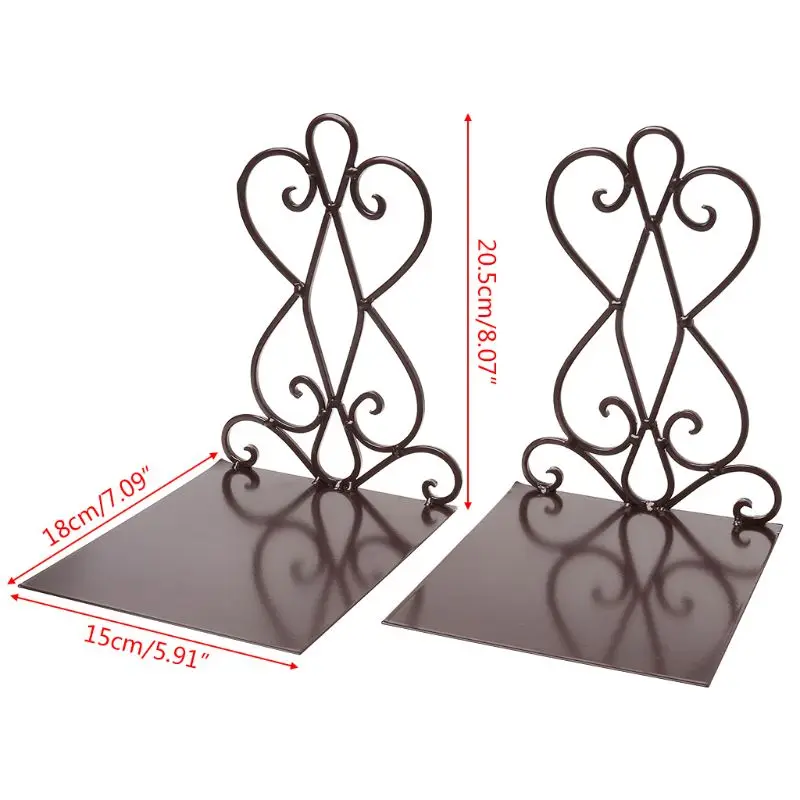 

1 Pair Portable Metal Bookends Book Stand Holder Desktop Rack Shelf For Home Office Supplies C26
