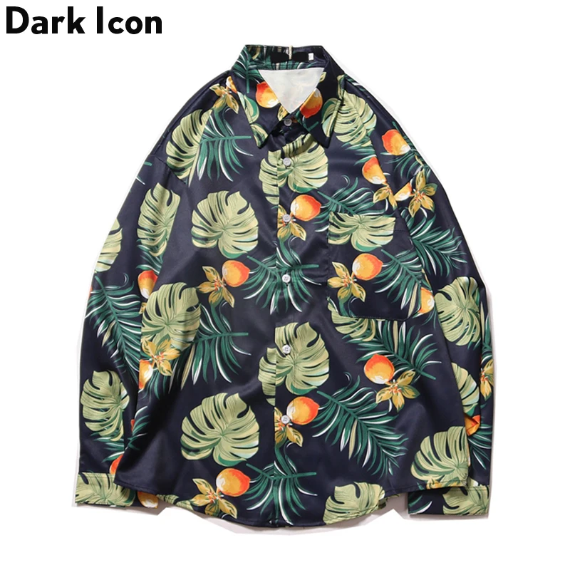 Dark Icon гавайская рубашка с длинным рукавом для мужчин осень 2019 Harajuku стиль рубашки