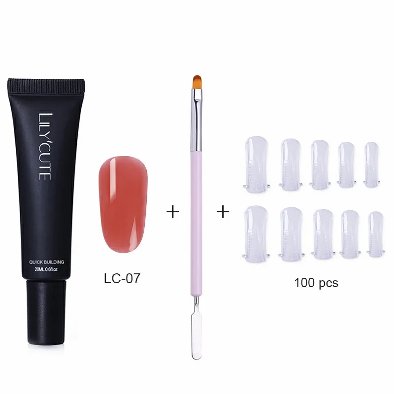 3pcs-LC07 LILYCUTE поли УФ-гель набор акриловый кристалл лак для ногтей набор лак для быстрого наращивания гель розовый, белый, прозрачный СВЕТОДИОДНЫЙ УФ-набор для ногтей - Цвет: 3pcs-LC07
