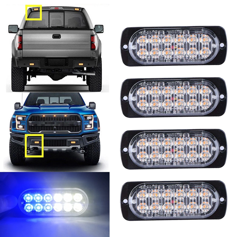 4x 12LED мигающий стробоскоп для восстановления автомобиля аварийный свет гриль