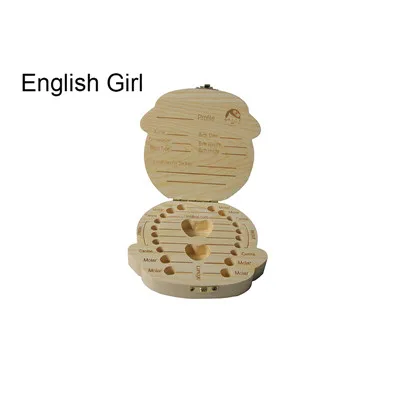 English Girl Leewince коробка для хранения зубов, органайзер для детей, деревянная коробка для хранения молочных зубов, отличные подарки для детей 3-6 лет, креативный для испанских, русских и английских языков - Цвет: English Girl