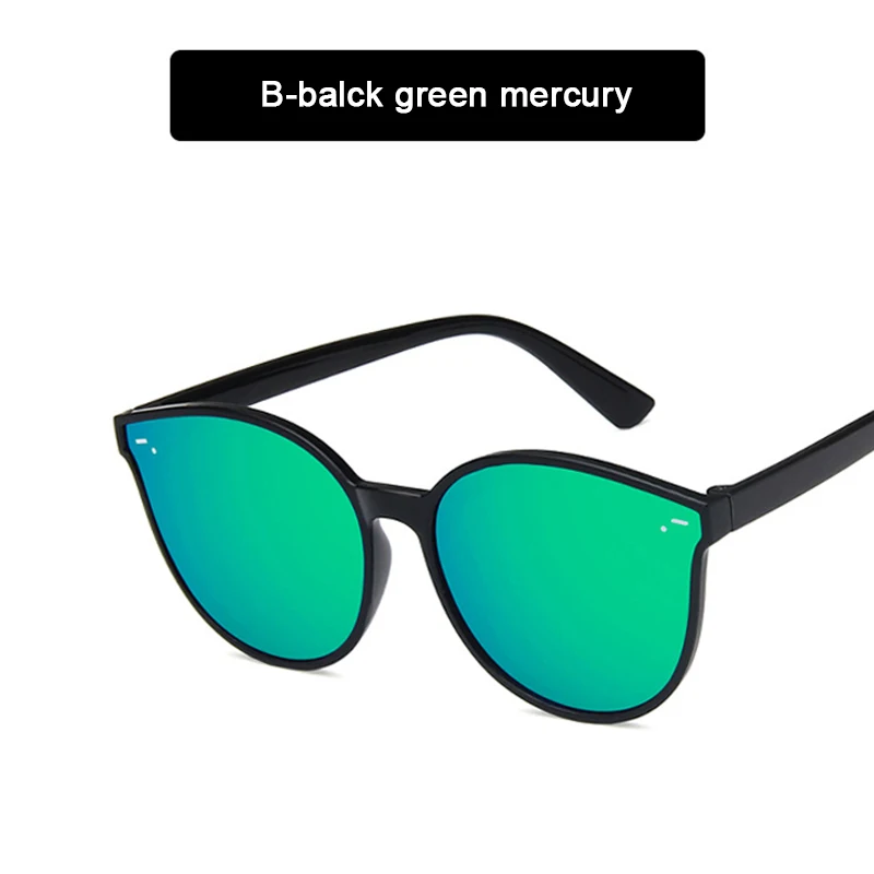 B-Black Mirror Green HJYBBSN Kinder Zonnebril кошачий глаз детские солнцезащитные очки круглая красочная оправа радужные зеркальные солнцезащитные очки для мальчиков и девочек Oculos de sol - Цвет линз: B-Black Mirror Green