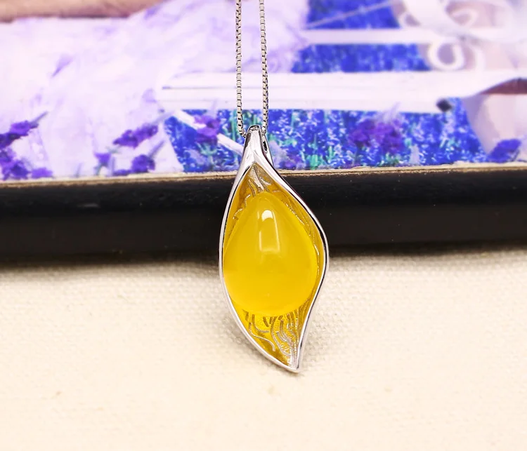 Серебро 925 пробы с цветным покрытием Платиновые листья кулон и ожерелье пустая