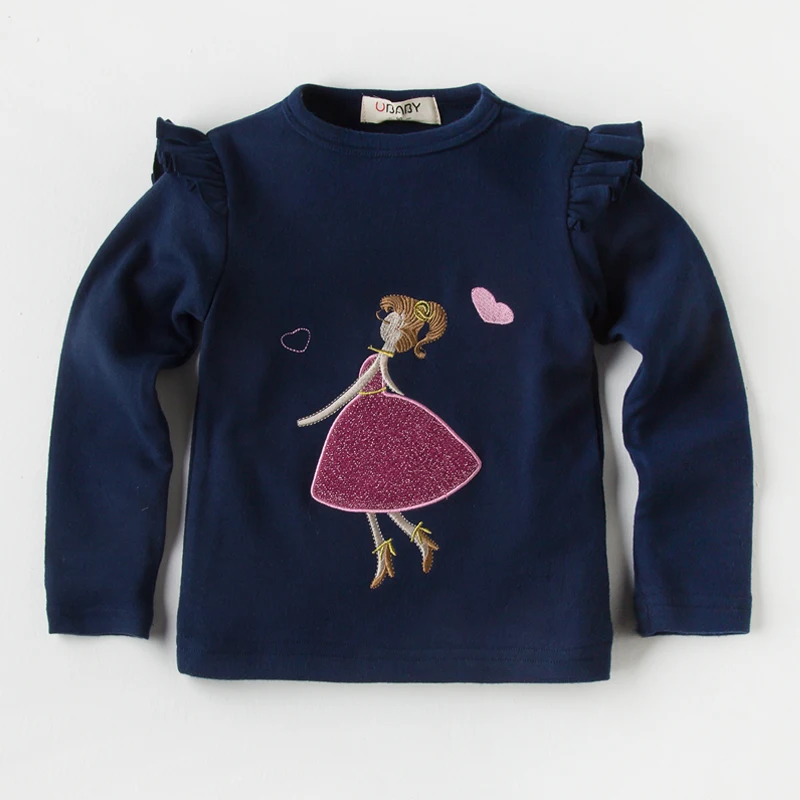 Girls T-Shirt 2019 Spring Autumn Baby t shirt Full Sleeve Cute Cartoon Princess Lace Shirts Children Clothing Kids Blouse |
