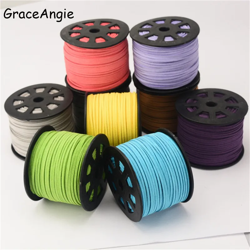 5Meter/Roll 2.6x1.5mm Flat Faux Suede Korean Velvet Leather Cord String Rope Lace Thread DIY Bracelet Necklace Jewelry Findings