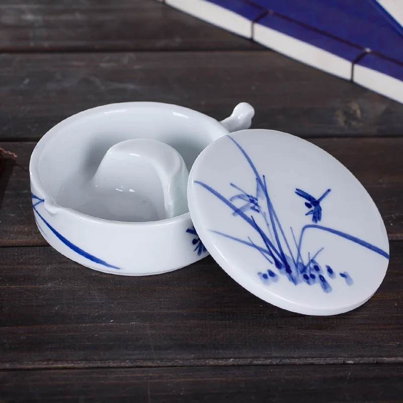 Jingdezhen Ceramic Ink Pool Study Four Treasures Blue and White Hand-painted Articles Box Bucket Pen Washing | Дом и сад