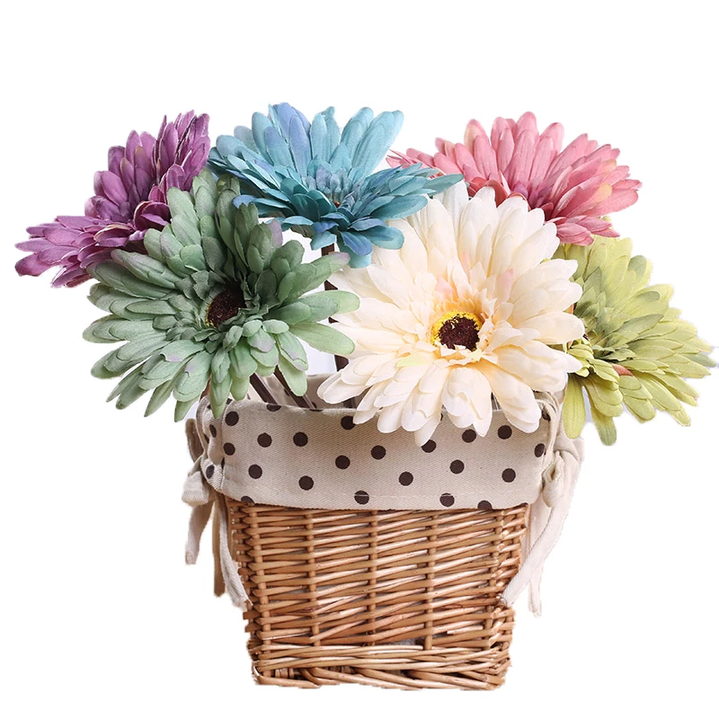 yumai 10 pcs/set Retro Gerbera Silk Artificial Flower Bundle Daisy Chrysanthemum Long Stem Flowers Bouquet for Fall Home Decor | Дом и сад