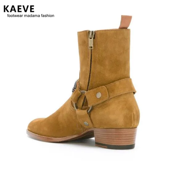 Kaeve/новый стиль высокое качество дизайнерские золотые высокие ботинки Мужская