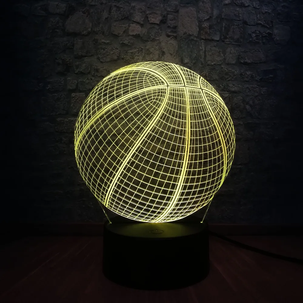 Спортивный стиль баскетбол 3D USB светодиодный светильник сенсорный пульт RGB батарея любовь спорт мальчик Спальня украшение подарок детские игрушки