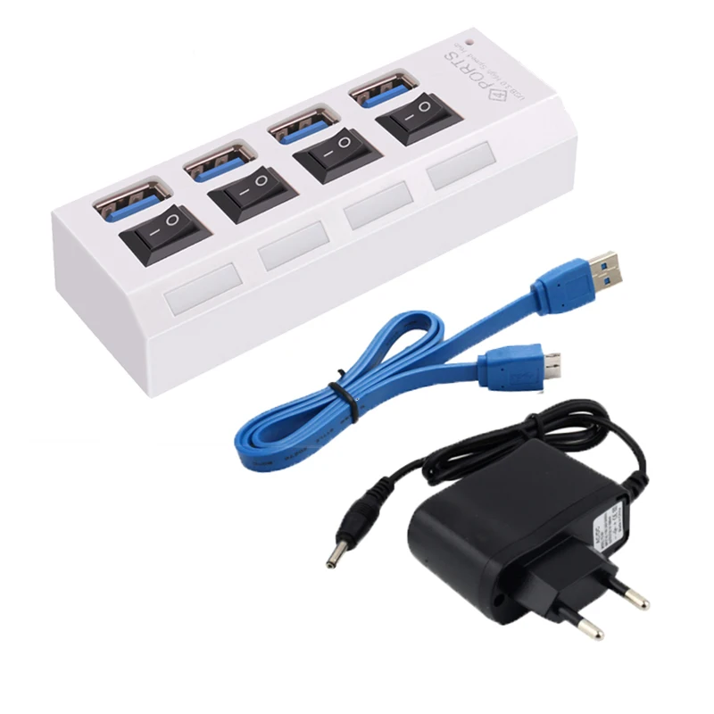 Twofro 4 порта usb-хаб 3,0 Портативный Micro USB 3,0 концентратор разветвитель с ЕС адаптер питания до 5 Гбит/с USB разветвитель концентратор для ПК ноутбука