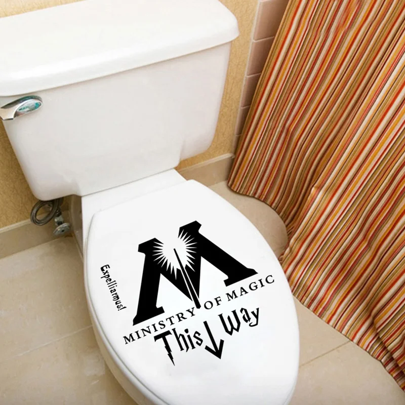 

Funny Ministry Of Magic bathroom wall sticker home decor toilet decoration wall decals waterproof toilet stickers Free shipping