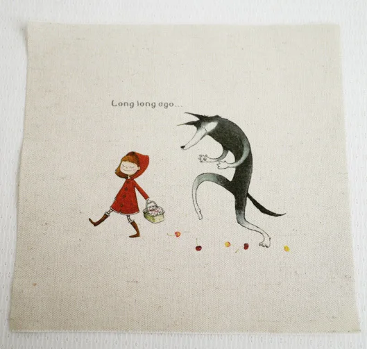 Zakka многофункциональная хлопковая льняная ткань ручная роспись красная капюшон