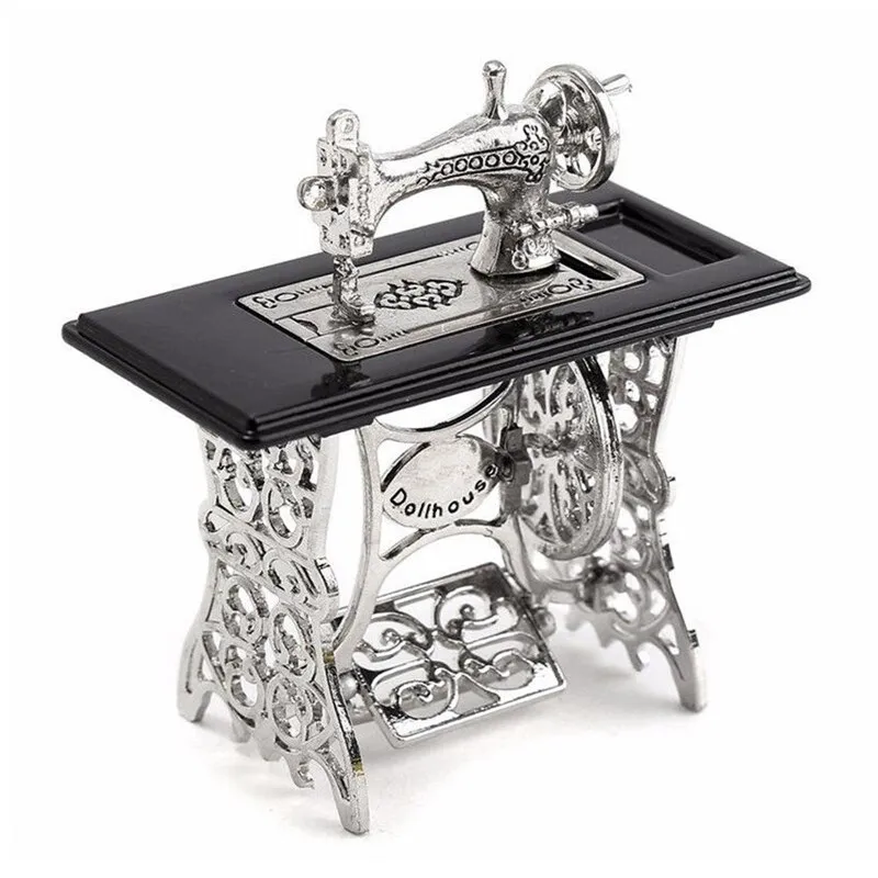 1/12 Dollhouse Miniatures Furniture Vintage Silver Sewing Machine Table Metal | Дом и сад