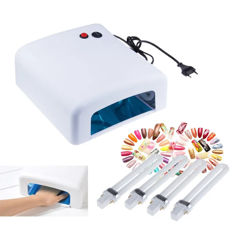 36W  Professional  Nail Art  Dryer Gel Curing UV Lamp, Nail Dryer with 4pcs 9W UV Bulbs EU Plug  Nail Art Tools