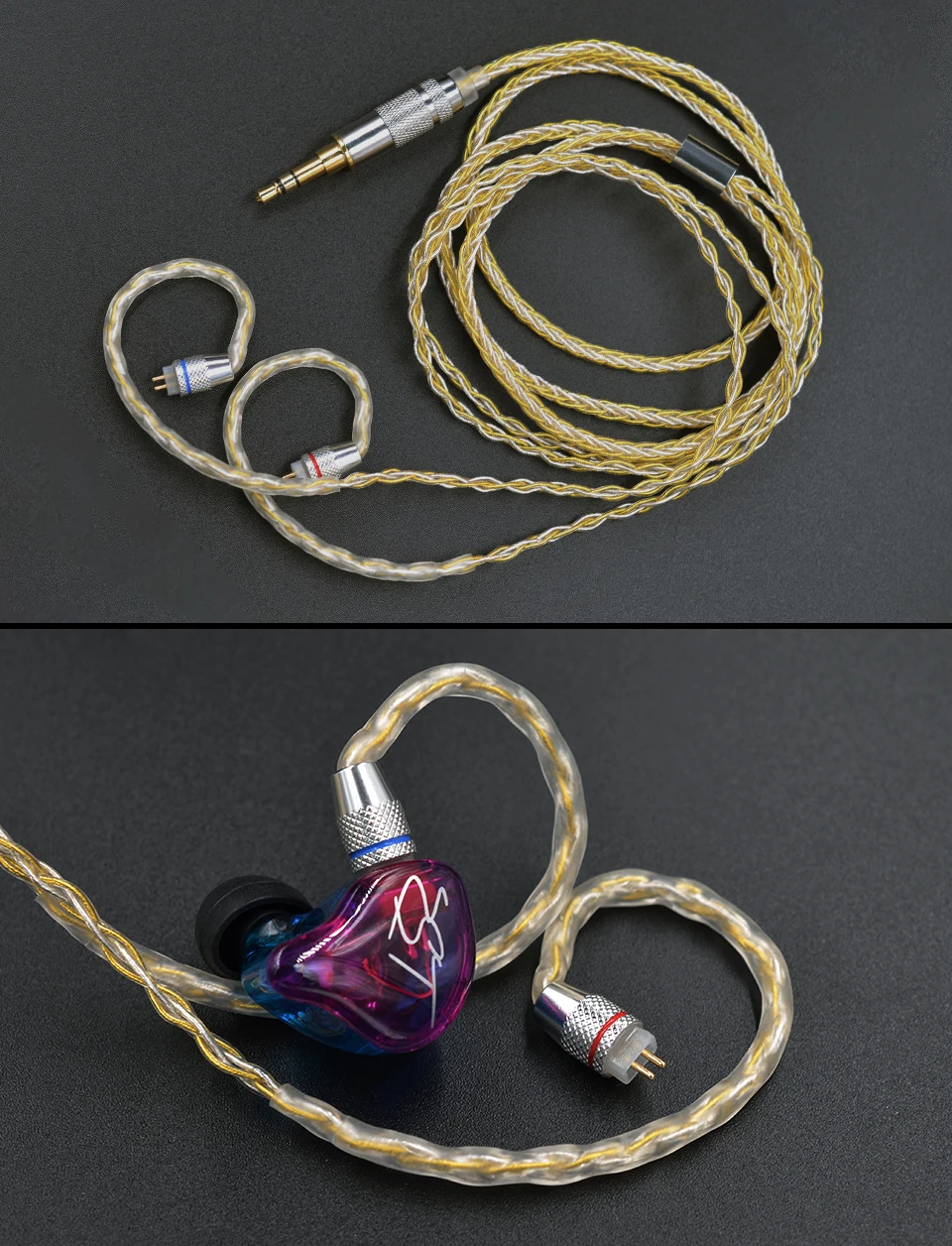 Наушники KZ с золотым и серебряным смешанным покрытием кабель обновления 0,75 мм MMCX наушники провода для оригинальных ZSN ZS10 Pro AS10 AS06 ZST ES4 BA10