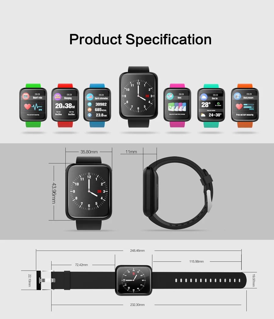 Смарт часы мужские с тонометром и пульсометром IP67|Смарт-часы| |