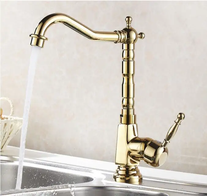 

Home Improvement Accessories Antique Brass or gold Kitchen Faucet Swivel Bathroom Basin Sink Mixer Tap Crane