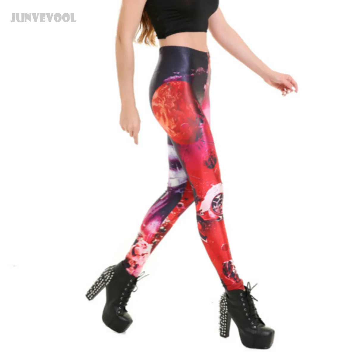 Робот Леггинсы для женщин красные штаны Для Мода Galaxy цифровой печатный Капри