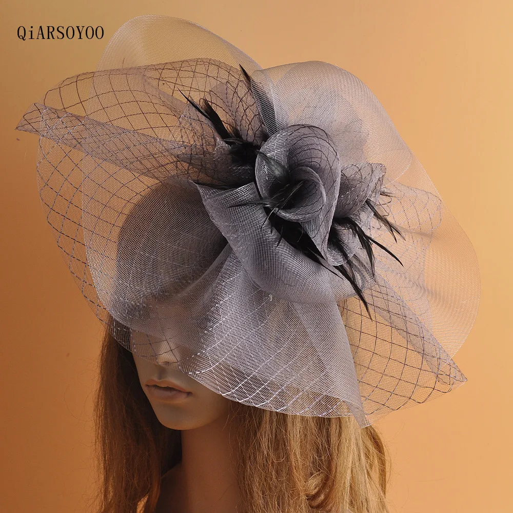 Новинка, женские свадебные вуалетки для волос, сетчатая марля, Вуалетка, шляпа, перо, аксессуары для волос, для девушек, вечерние заколки для волос