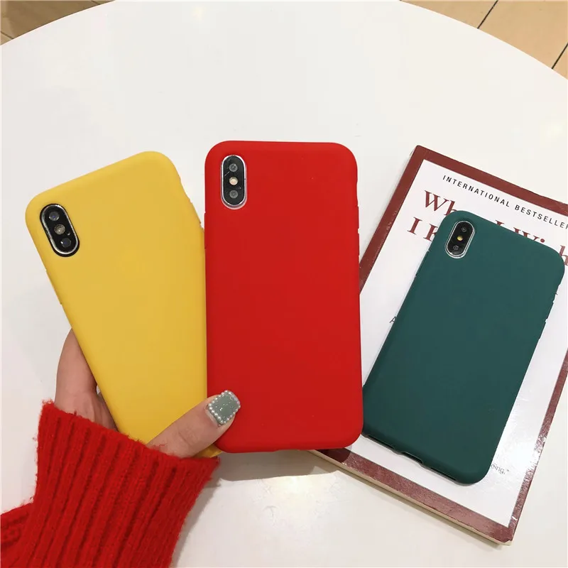 Яркий матовый цветной чехол для iPhone 7 8 Plus 6 6s X силиконовая Мягкая задняя крышка из