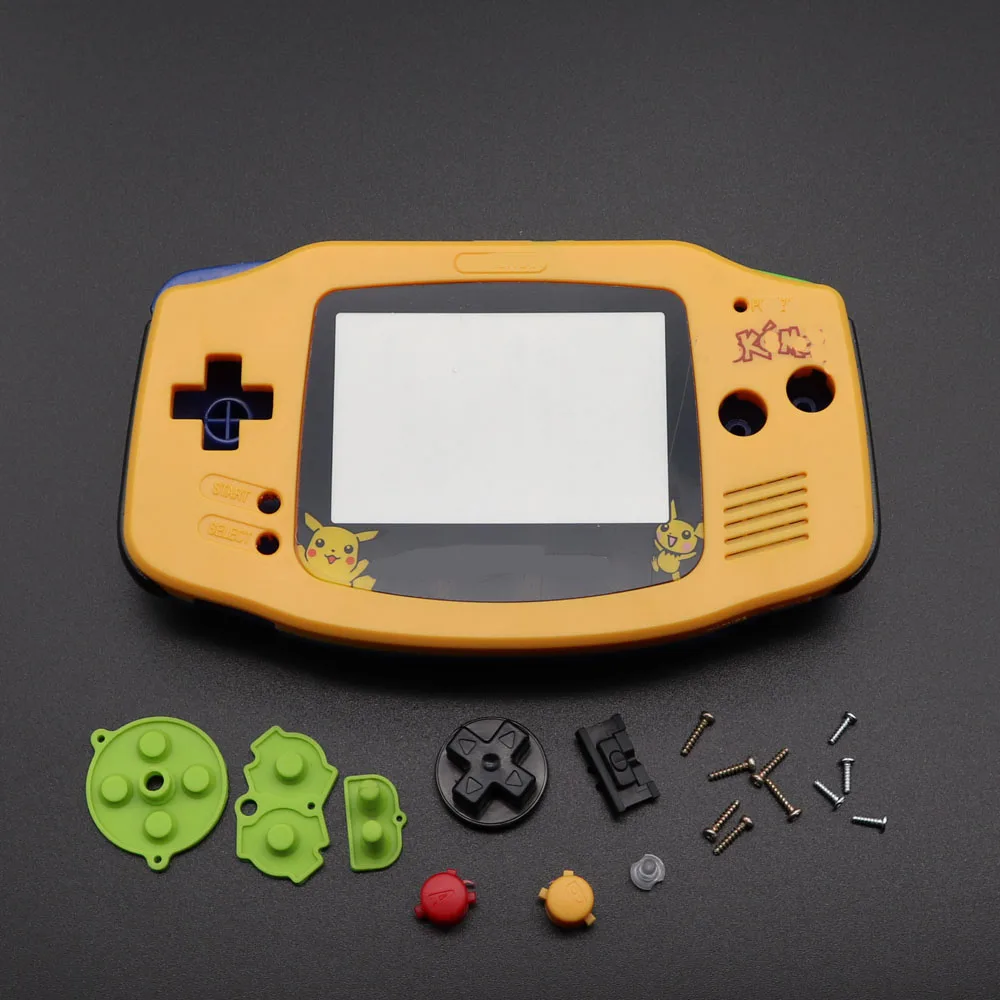 Желтая Серебряная пластиковая накладка на корпус для Nintendo Gameboy Advance GBA чехол