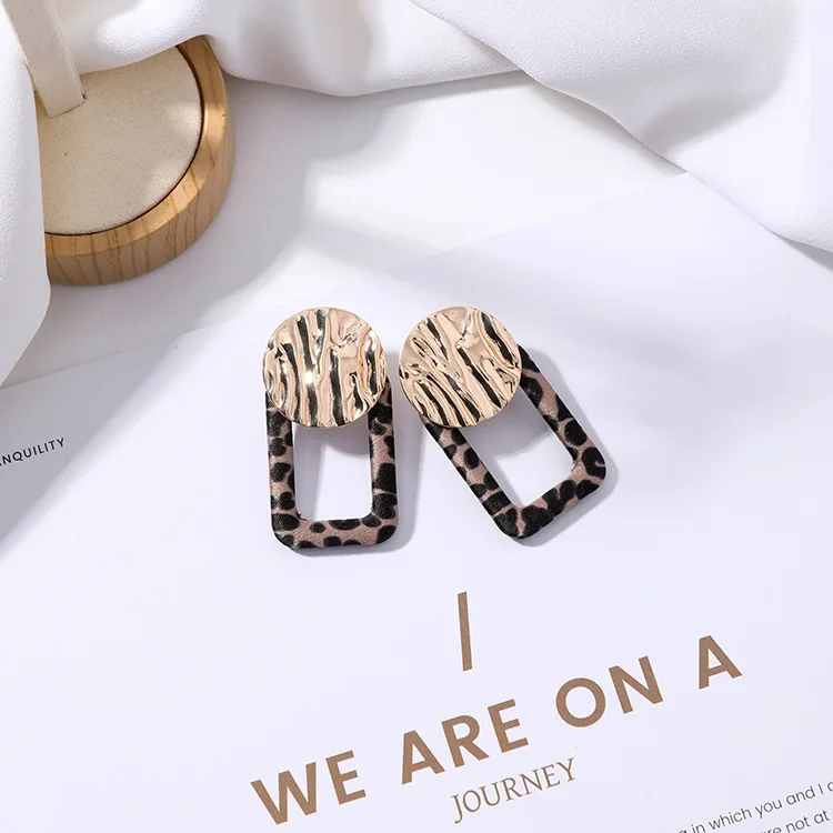 3pairs/lot Sweet Geometric Square Earrings Metal Wave Wafer Exaggerated | Украшения и аксессуары