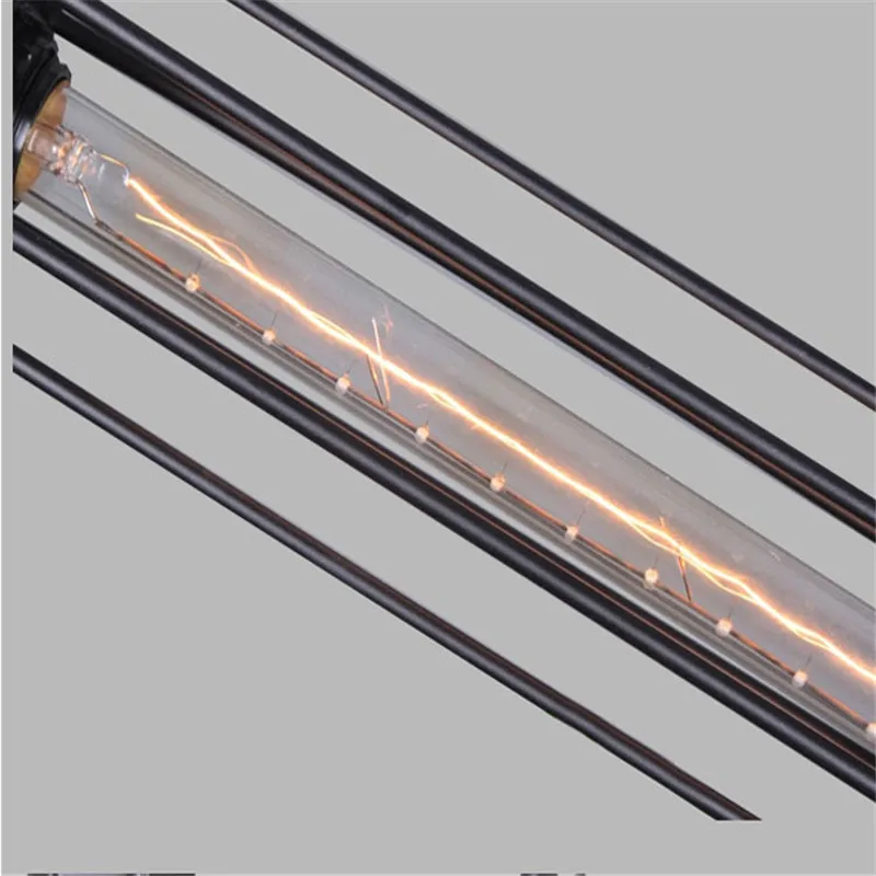 GZMJ Винтажные металлические подвесные светильники 90-260V LED горизонтальная труба Loft Hanglamp Ирон Retro E27 лампочка спальня подвесной светильник 35 * 10CM вкл.