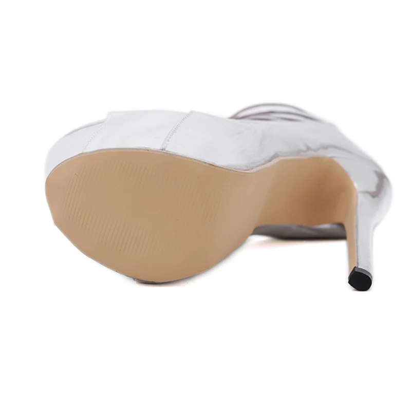 Новые модные пикантные свадебные туфли лодочки серебристого цвета Сезон лето