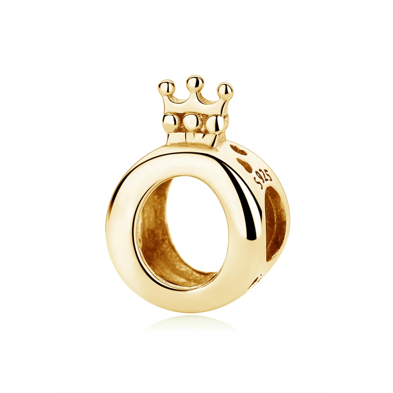 Gold 925 пробы серебряные бусины-шармы в виде короны O подвески из розового золота принцессы, соответственные Пандоре обаятельные Браслеты Для женщин, сделай сам, ювелирное изделие - Цвет: Gold