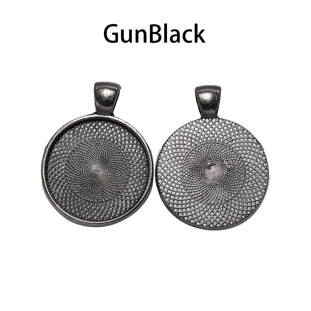 Gun Black 10 шт./лот, 25 мм, кабошон, основание, поднос, оправа, чистое серебро, золото, ожерелье, подвеска, установка, кабошон, основа для изготовления ювелирных изделий - Цвет: Gun Black