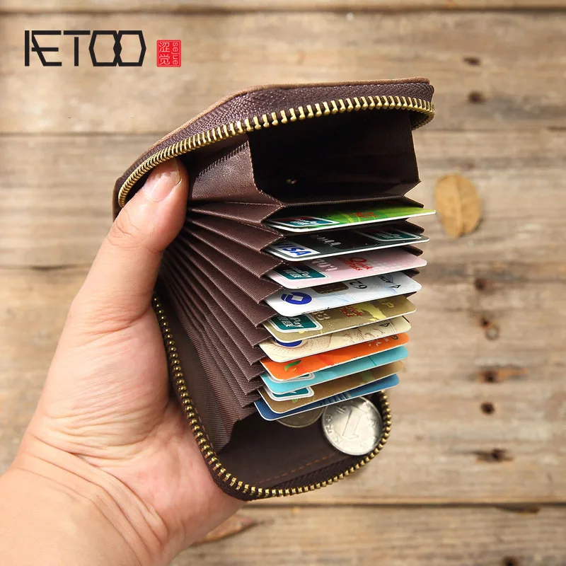 AETOO Мужская короткая сумка для карт крокодиловый банк держатель для кредитных карт наборы карт мульти-карты большой емкости изменить кожаный бумажник