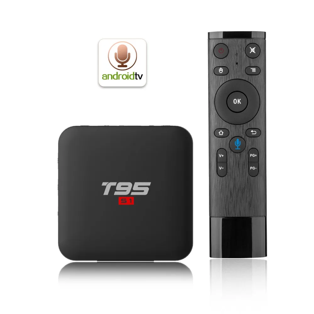 ТВ-приставка T95 S1 с голосовым управлением сертификат Google 1080p 4k h.265 google play netflix youtube 3d