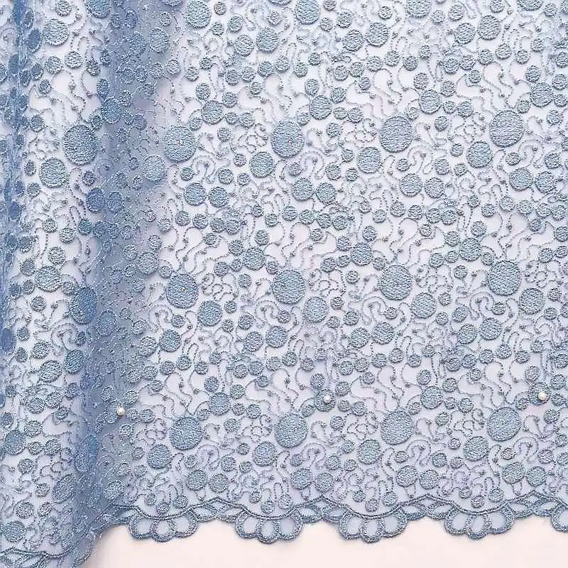 Powder Blue Последние нигерийские пыльные розовые кружева ткани высокого качества кружевная ткань в африканском стиле для свадебного платья Чистая Белая французская Тюль Кружева - Цвет: Powder Blue
