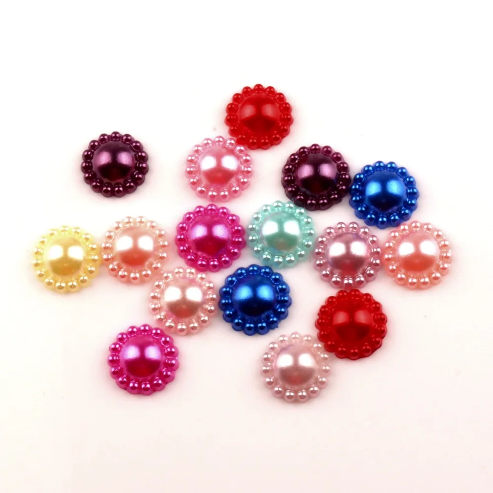 Смешанные Круглые бусины-кабошоны LF из АБС-пластика полужемчужины с плоским