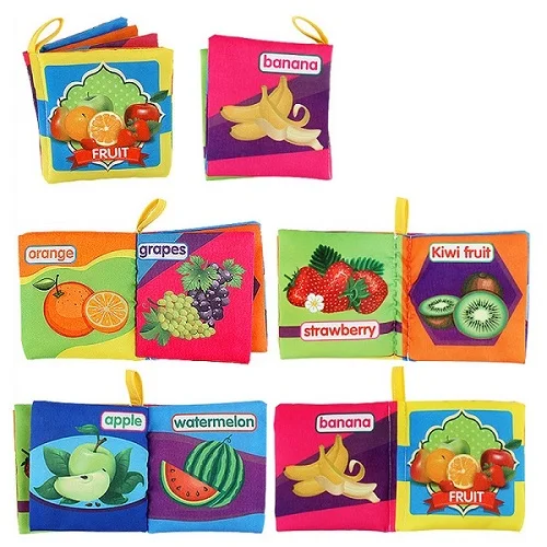 vegetable and fruit Детская тканевая книжная Игрушка-прорезыватель для зубов, детские развивающие погремушки, мобильные сенсорные игрушки для новорожденных, детские игрушки 0-12 месяцев, knuffel - Цвет: vegetable and fruit