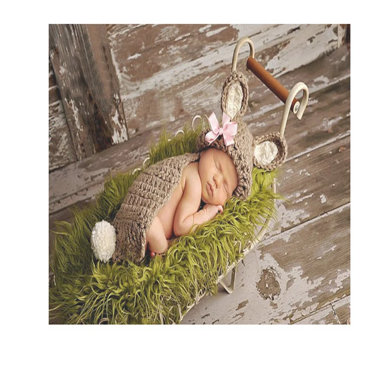 Wild Rabbit Knitting 0-3month Newborn Siamese One Hundred Days Infant Cute Baby Photography Props Handmade Wool Crochet Suit | Детская