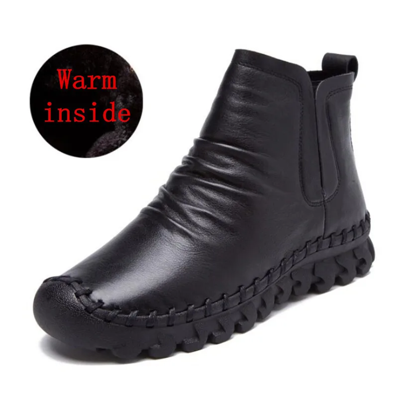 Повседневные кожаные женские ботинки новинка Осень зима модная классическая