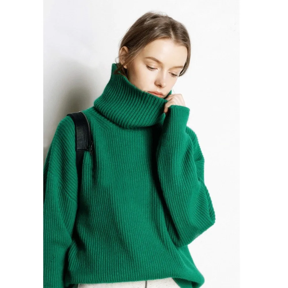 Harajuku свитер с высоким воротом Женский вязаный Свободный пуловер pull femme hiver BF стиль